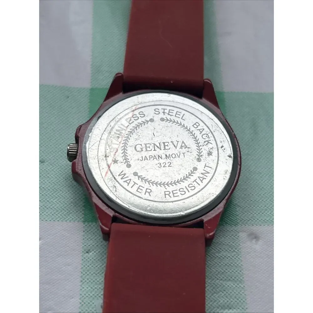 Geneva Red Rhinestone Bezel Women’s Quartz Watch